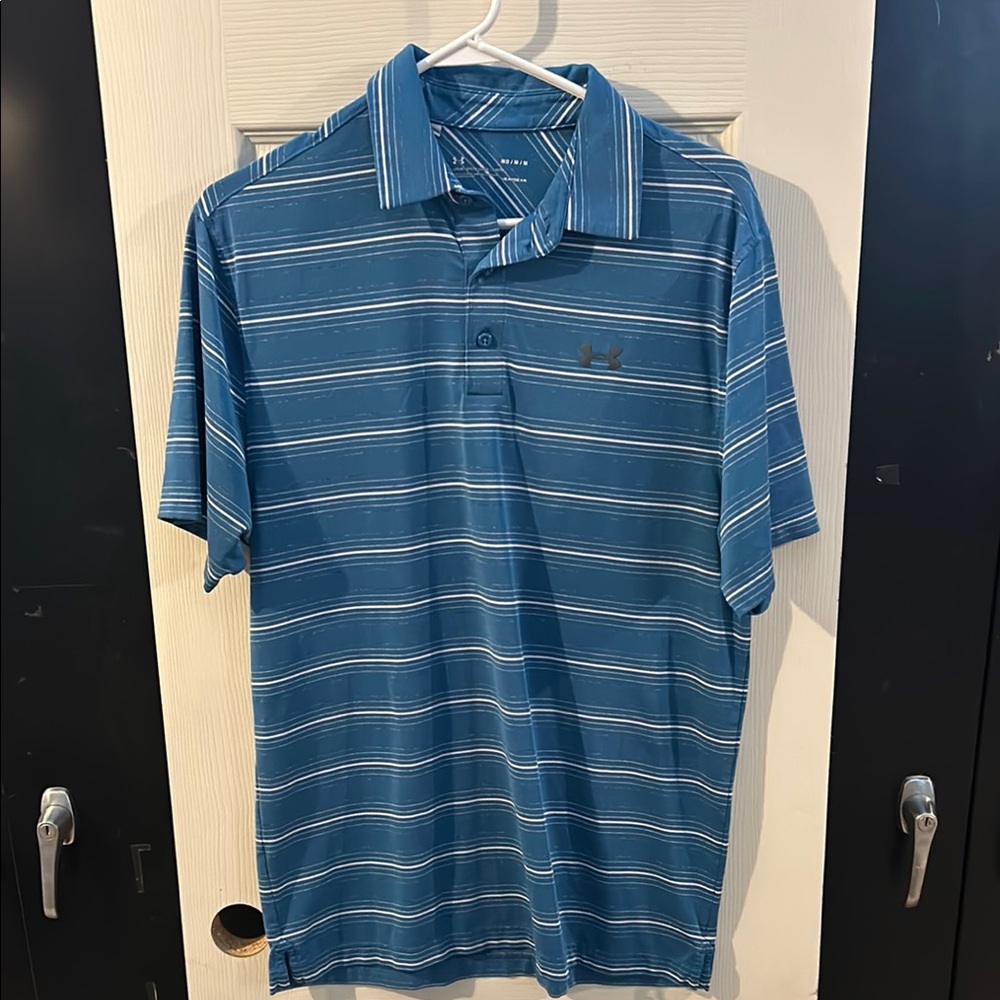 Under Armour Men's Blue Striped Polo Shirt